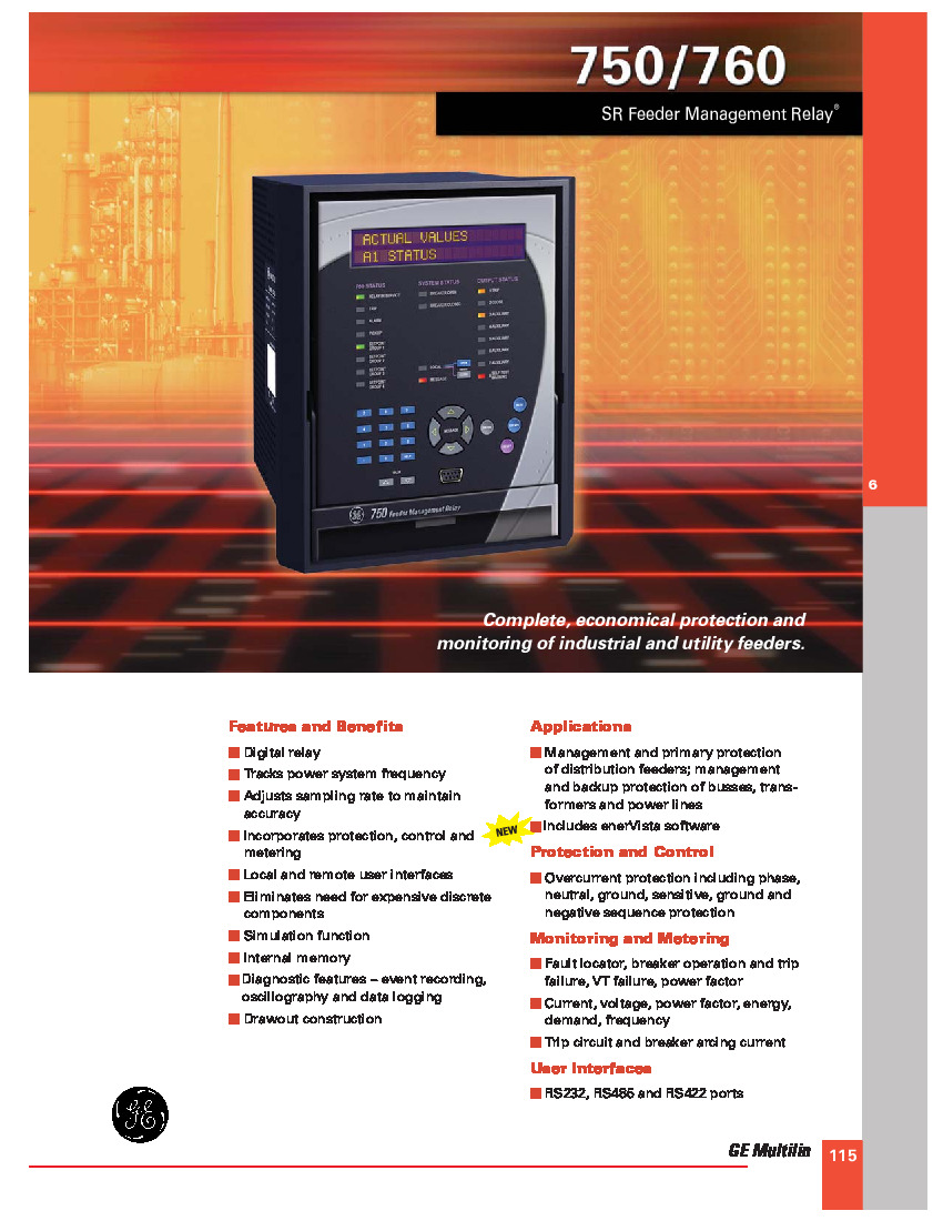 First Page Image of 750-P1-G1-D1-HI-A20-R GE Multilin 750 760 Brochure.pdf
